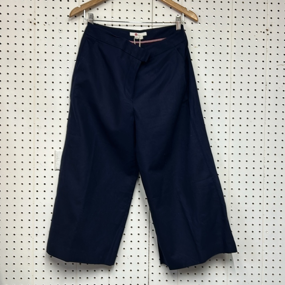 Boden Linen Wide Leg Blue Pants
